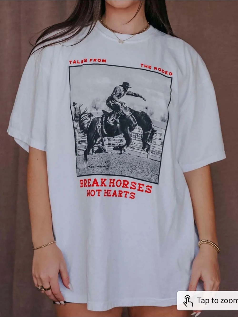 Vintage-Inspired Graphic Tee - Break Horses Not Hearts western bucking horse - Picture 4 of 4
